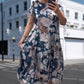 🌸Lose Rundhalsausschnitt Kurzärmliges Kleid mit Blumenmuster