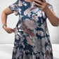 🌸Lose Rundhalsausschnitt Kurzärmliges Kleid mit Blumenmuster