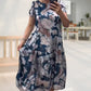 🌸Lose Rundhalsausschnitt Kurzärmliges Kleid mit Blumenmuster