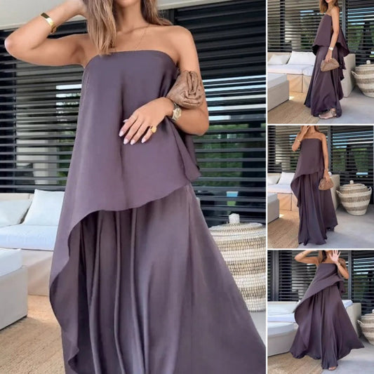 👗Sexy trägerloses Kleid mit asymmetrischem Saum ✨