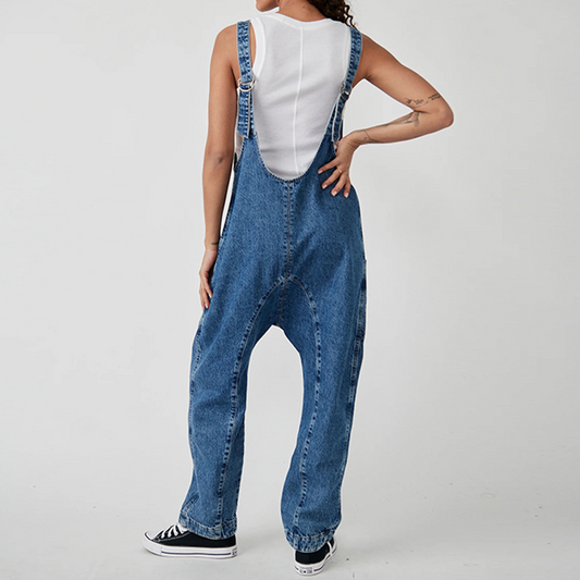 💕Neujahrs-Schnäppchen 49% RABATT💕Lässiger Damen-Jeansoverall mit V-Ausschnitt und langem Schnitt