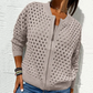 🍃Lässige Strickjacke mit Reißverschluss für Damen mit Hohldesign