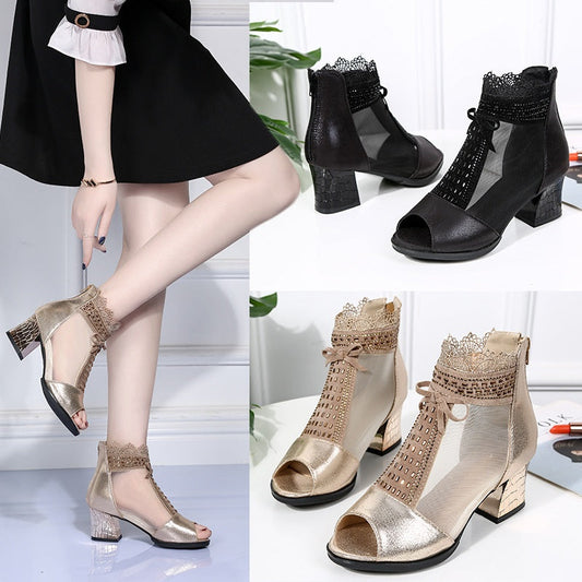 🌸Frühlingsangebote💐 Lässige Mesh-Sandalen mit offener Spitze für Damen