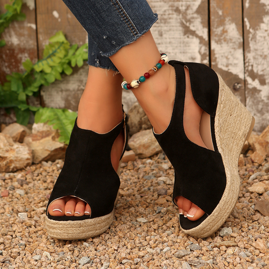 Damen-Sandalen mit Plateau und Schnallenriemen