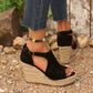Damen-Sandalen mit Plateau und Schnallenriemen