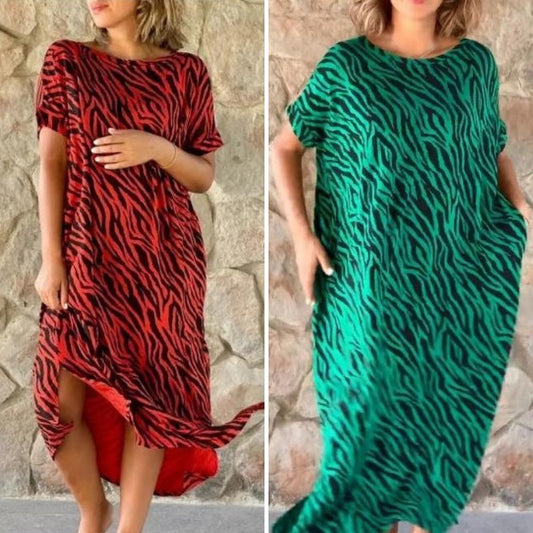 Oversize-T-Shirt-Midikleid mit Animalprint