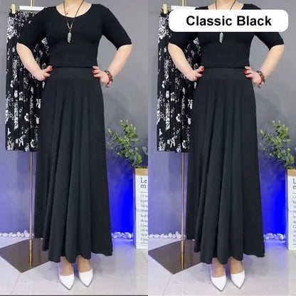 Modischer Damenrock mit hoher Taille und Blumenmuster, langer Faltenrock