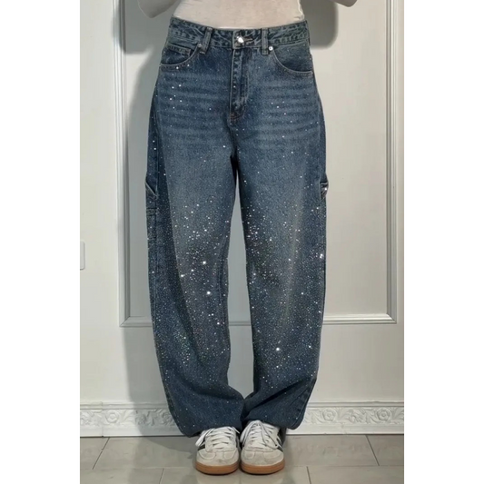 ✨👖Strassjeans mit geradem Bein für Frauen