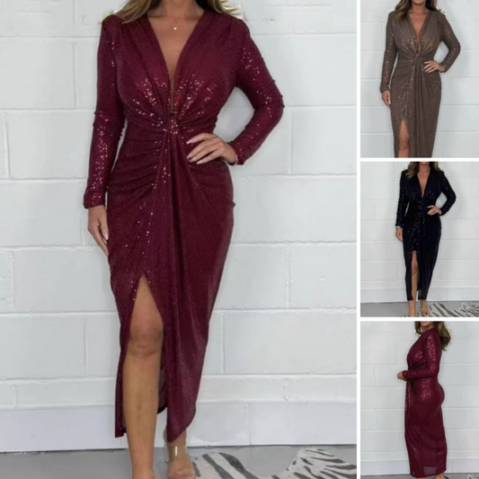 ✨ Glitzer & Glamour ✨ Sexy Paillettenkleid mit tiefem V-Ausschnitt – Wie geschaffen für das Rampenlicht! 💃🔥