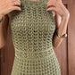 A-Linien-Maxikleid mit Häkelstrickstruktur