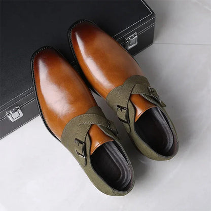 Modische Lederschuhe mit Farbblockdesign für Herren