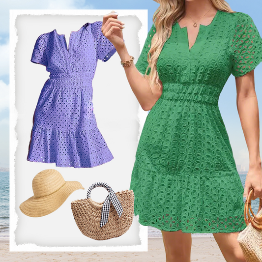 Damenkleid mit V-Ausschnitt und kurzen Ärmeln