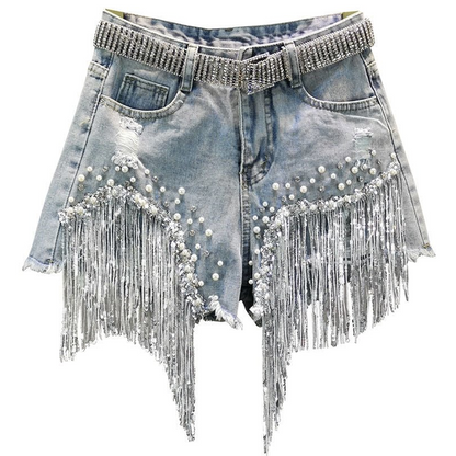 Punk-Jeansshorts mit Fransen