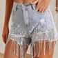 Punk-Jeansshorts mit Fransen