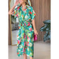 Lässiges Damen-Hemdkleid mit Print und Knöpfen und unregelmäßiger Schnürung
