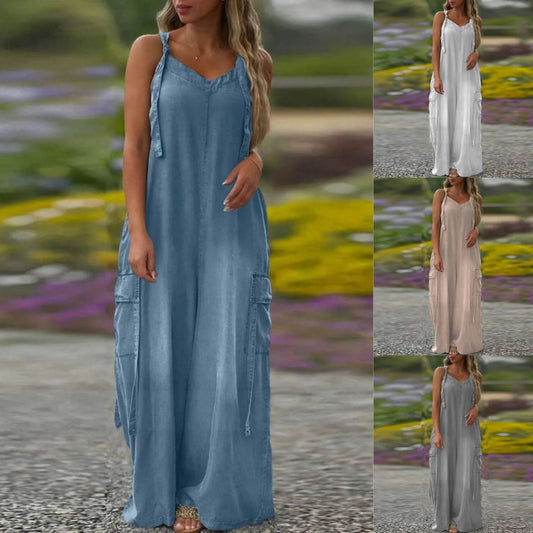 Lockerer Jumpsuit mit weitem Bein und Taschen für Damen