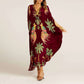 Elegantes, lockeres Kleid mit V-Ausschnitt und Print für Damen