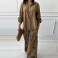 Damenmode Lockeres Cardigan-Shirt & Hose mit hoher Taille Zweiteiliges Set