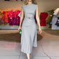 Damen Off-Shoulder Plisseekleid mit Gürtel