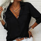 Damen-Hemd mit einfarbigem Revers und langen Ärmeln und Button-Down-Kragen