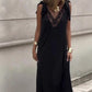 Damenkleid mit V-Ausschnitt und Spitzenband an den Schultern