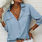 Damen-Hemd mit einfarbigem Revers und langen Ärmeln und Button-Down-Kragen