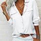 Damen-Hemd mit einfarbigem Revers und langen Ärmeln und Button-Down-Kragen