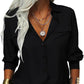 Damen-Hemd mit einfarbigem Revers und langen Ärmeln und Button-Down-Kragen