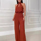 Set aus bauchfreiem Top mit Stehkragen und Hose mit weitem Bein