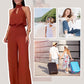 Set aus bauchfreiem Top mit Stehkragen und Hose mit weitem Bein