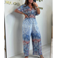 🌷Sommer-Schnäppchen – 49% Rabatt🩵Jumpsuit mit Boho-Print und weitem Bein