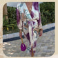 Elegantes zweiteiliges Wickelkleid-Set mit Aquarellmotiv für Damen