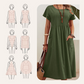 👗Faltenkleid für Damen mit kurzen Ärmeln und Taschen💃