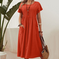 👗Faltenkleid für Damen mit kurzen Ärmeln und Taschen💃