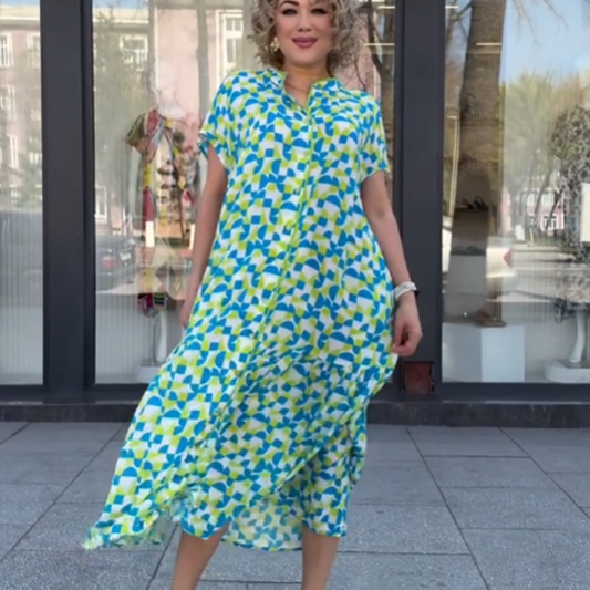 Locker sitzendes Hemdkleid mit Geo-Print für Damen