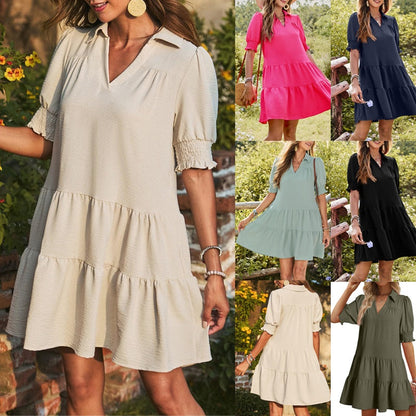 Minikleid mit V-Ausschnitt und Rüschen für Damen