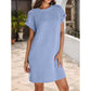 Damen lässiges Kleid mit Rollärmeln und Taschen