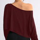 Langärmliges, übergroßes, lockeres, schulterfreies Crop-Top für Damen