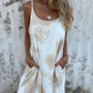 Bedrucktes rückenfreies Kleid mit Spaghettiträgern für Damen