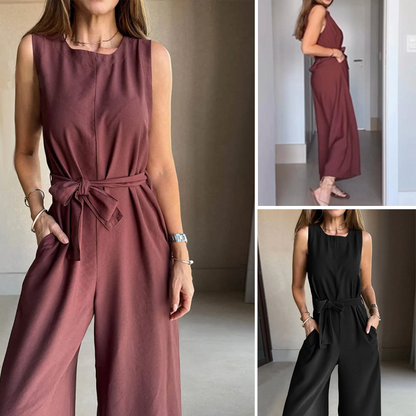 Eleganter, ärmelloser Jumpsuit mit weitem Bein für Damen