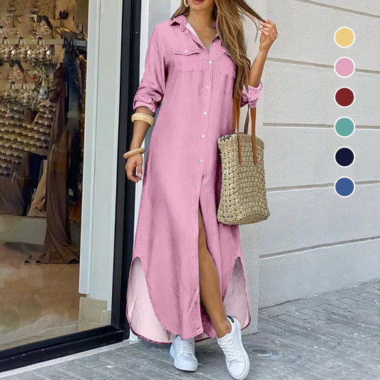 Trendiges Langarm-Hemdkleid für Damen