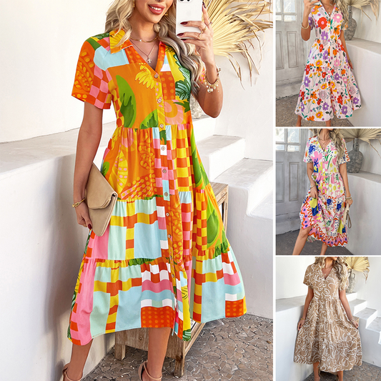 🌸Sommer heißer Verkauf 49% RABATT🌸Lässiges Boho-Kleid mit V-Ausschnitt für Damen
