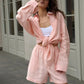 2-teiliges Button-Down-Shirt- und Shorts-Set für Damen