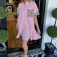 Damenmode gestreifte Patchwork-Hemdkleider mit Leopardenmuster