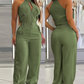 Ärmelloses Crop-Top und High-Waist-Hose-Outfit für Damen