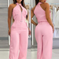 Ärmelloses Crop-Top und High-Waist-Hose-Outfit für Damen
