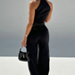 Ärmelloses Crop-Top und High-Waist-Hose-Outfit für Damen