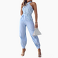 Ärmelloses Crop-Top und High-Waist-Hose-Outfit für Damen