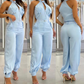 Ärmelloses Crop-Top und High-Waist-Hose-Outfit für Damen