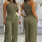 Ärmelloses Crop-Top und High-Waist-Hose-Outfit für Damen
